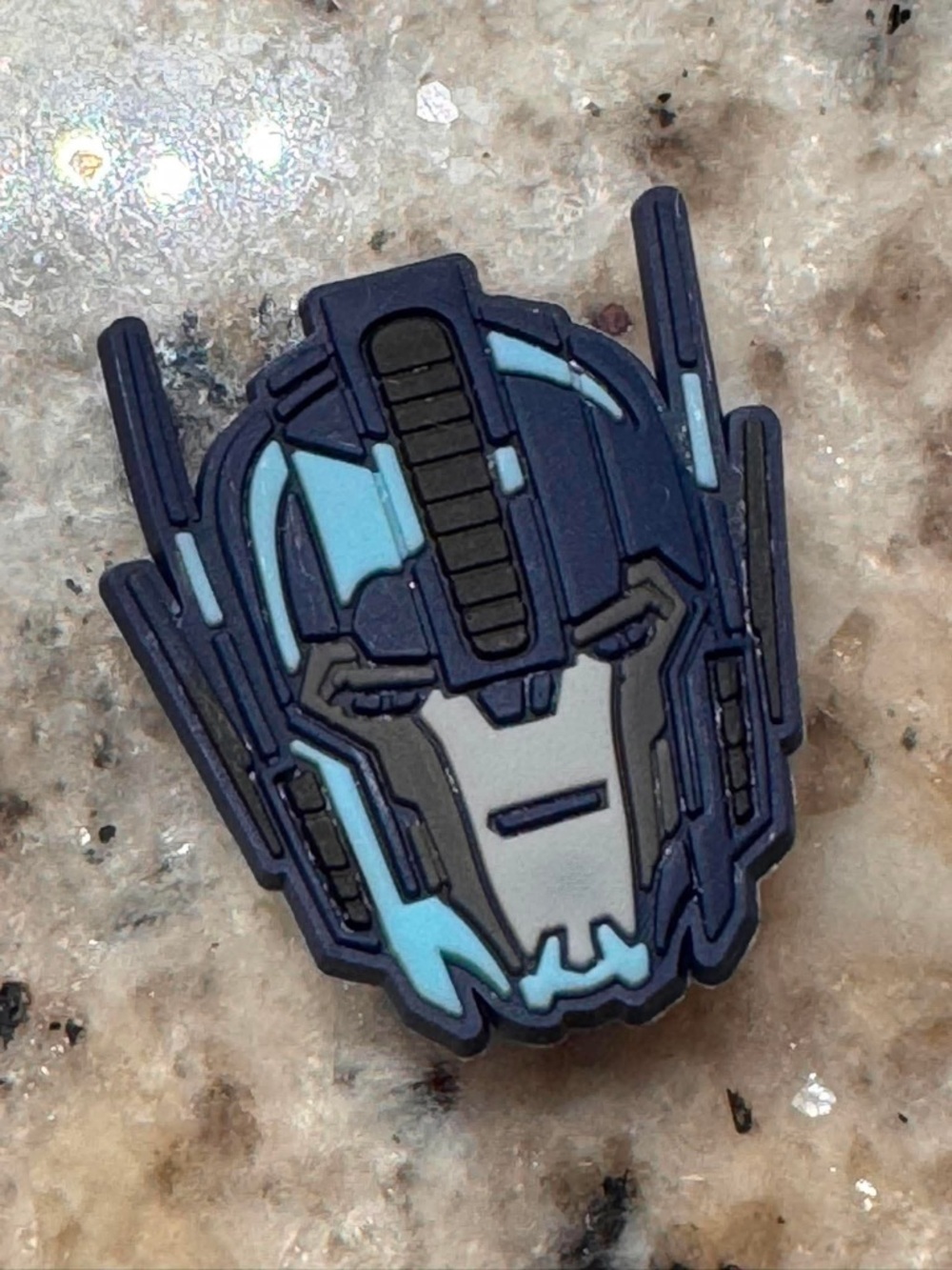 Crocs TRANSFORMERS Robotic Helmet Enamel Pin - Navy and Light Blue